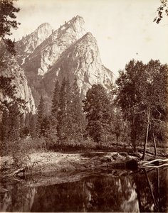 De tre bröderna, Yosemite, ca. 1872, tryckt ca. 1876. av Carleton E. Watkins.