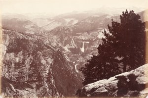 Vernal och Nevada Falls från Glacier Point av Carleton E. Watkins