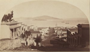 Alcatraz Island och San Francisco Bay, mot norr,1880-talet (foto) av Carleton Emmons Watkins