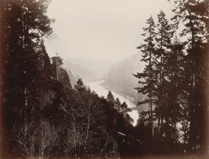 Big River, från Rancherie, Mendocino, Kalifornien, 1863. av Carleton Emmons Watkins