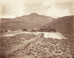 Byggnader av Sutro Tunnel, 1875, tryckt ca. 1876. av Carleton Emmons Watkins