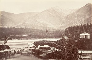 Cascades, Oregon, 1867, tryckt ca. 1876. av Carleton Emmons Watkins