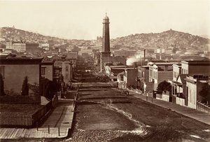 First Street, San Francisco, 1864, tryckt ca. 1876. av Carleton Emmons Watkins