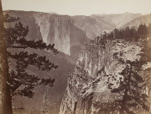 Första utsikten över Yosemite Valley från Mariposa Trail, 1865-66 av Carleton E. Watkins