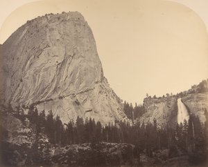 Mount Broderick och Nevada Fall. Fall = 700 fot, 1861, Yosemite.