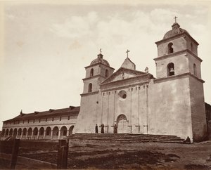 Old Mission Church, Santa Barbara, 1876, tryckt ca. 1876.