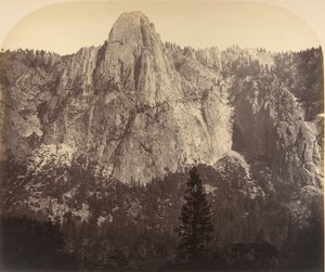 Vakt. Framifrån: 3270 fot., 1861. av Carleton Emmons Watkins