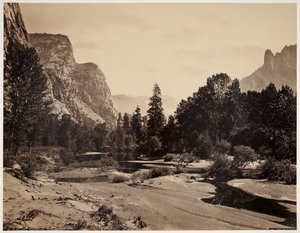 Uppför Yosemite Valley från foten av El Capitan av Carleton Emmons Watkins