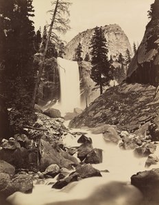 Vernal Fall, Yosemite, 1865-66, tryckt ca. 1875. av Carleton Emmons Watkins