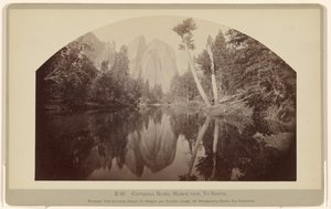 B 60. Cathedral Rocks, spegelvy, Yosemite av Carleton Watkins