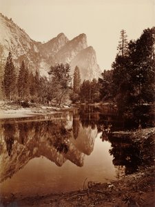 Tre bröder, Yosemite Valley av Carleton Watkins