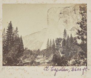 Tutocanula - El Capitan - 3600 fot, Yosemite Valley, Mariposa County, Kalifornien (nr 1010) av Carleton Watkins