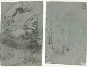 Studies of Hands (recto); Skiss av ett barns huvud (verso)