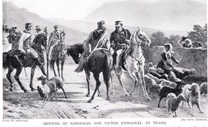 Möte mellan Garibaldi och Victor Emmanuel på Teano, illustration från "Hutchinson