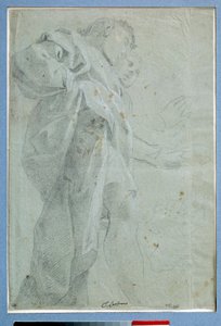 Två män stående draperier Ritning i bläck och tvätt av Carlo Bononi (1569-1632) Dim. 0,27 x 0,39 m Paris. Louvren