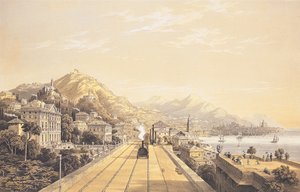 Frontispice från "Utsikter över järnvägen mellan Turin och Genua", 1853