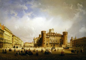 Piazza Castello, Turin, 1852 av Carlo Bossoli