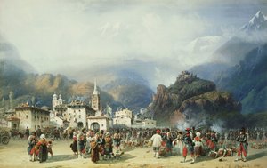 Kriget i Italien: Susa, Mont Cenis, Bivack med franska trupper, 1859 av Carlo Bossoli