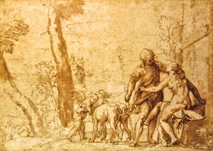 The Meeting, c.1590 (sepia bläck & tvätt på papper)