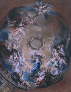 Gud Fadern tar emot Madonna av den obefläckade avlelsen av Carlo Carlone