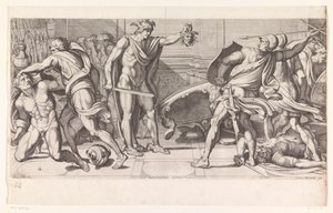 Phineus och hans undersåtar förvandlades till sten Målningar i Palazzo Farnese i Rom (serietitel) Galeria nel Palazzo Farnese i Roma (serietitel) av Carlo Cesio
