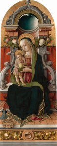 Madonna och barn tronade med donator av Carlo Crivelli