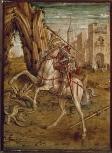 Saint George Killing the Dragon (Predelle of Pala Odoni) - Tempera på trä, efter 1490