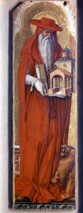 Saint Hieronymus bär biskopens kostym (keps). Predelle Demidoff av Carlo Crivelli (1430/35 - 1494). 1476. av Carlo Crivelli