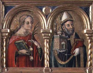 St. Agatha och St. Augustine (predellapanel) (detalj av 57606) av Carlo Crivelli