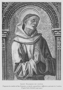 St Francis av Assisi ber (litho) av Carlo Crivelli