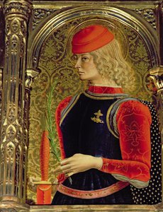 St. George, detalj från polyptyken SantEmidio, 1473 tempera på paneldetalj av 76636 av Carlo Crivelli