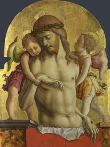 The Dead Christ med stöd av Two Angels av Carlo Crivelli