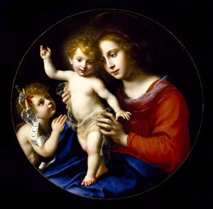 Jungfru Maria med barnet och barnet Johannes Döparen av Carlo Dolci