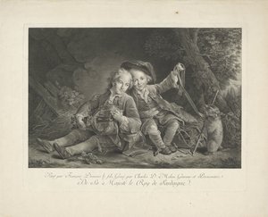 Två pojkar med murmeldjur av Carlo Domenico Melini