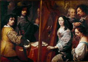 Målarens familj Målning av Carlo Francesco Nuvolone (ca 1609-1662) 1600-talet sön. 126x180 cm Milano, Pinacoteca di Brera, Italien