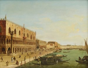 Der Dogenpalast i Venedig med Riva degli Schiavoni av Carlo Grubacs