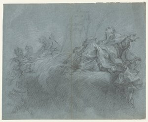 Madonna med änglar i molnen av Carlo Innocenzo Carlone (possibly)