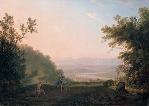 Ett arkadiskt landskap med Adonis som tar avsked från Venus