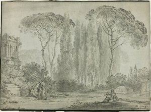 Sörjande på en kyrkogård av Carlo Labruzzi