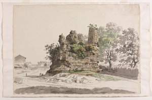 Den så kallade graven för bröderna Curiatii i Albano, med Madonnakyrkan..., c 177