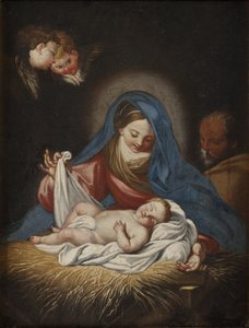 The Nativity - Nativity, av Maratta (Maratti), Charles (1625-1713). Olja på duk. Mått: 28x21 cm. Nationalmuseum Stockholm