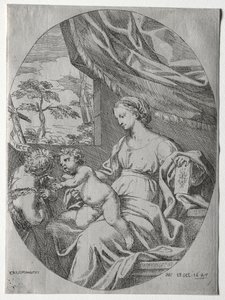 Jungfru och barn med spädbarnet St. John, 1647. av Carlo Maratta or Maratti