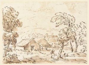 En bondebostad och ett slott på bergig landsbygd av Carlo Marchionni