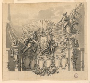 Design för dekoration av fasaden på Peterskyrkan, Rom, för kanoniseringen av Giuseppe da Capertino och Jeanne-Françoise de Chantal av Carlo Marchionni