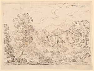 Teckning, En trattoria i skogen, 1760-1770 av Carlo Marchionni