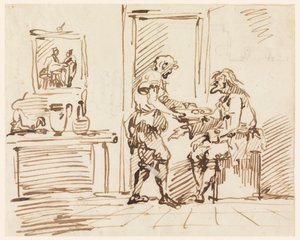 Teckning, En genrescen, 1725-50 av Carlo Marchionni
