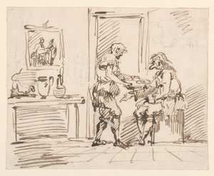 Teckning, En genrescen, 1725-50 av Carlo Marchionni