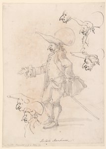 Teckning, Karikatyrer, ca 1725-75 av Carlo Marchionni