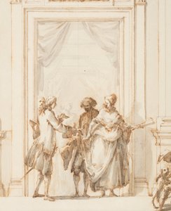 Ritning, Förslag till den norra portalen, Stora galleriet, Villa Albani, Rom, Italien, 1755-56 av Carlo Marchionni