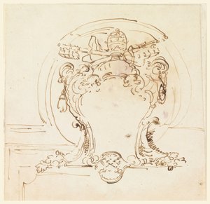 Ritning, påvlig vapenbricka, 1740-58 av Carlo Marchionni